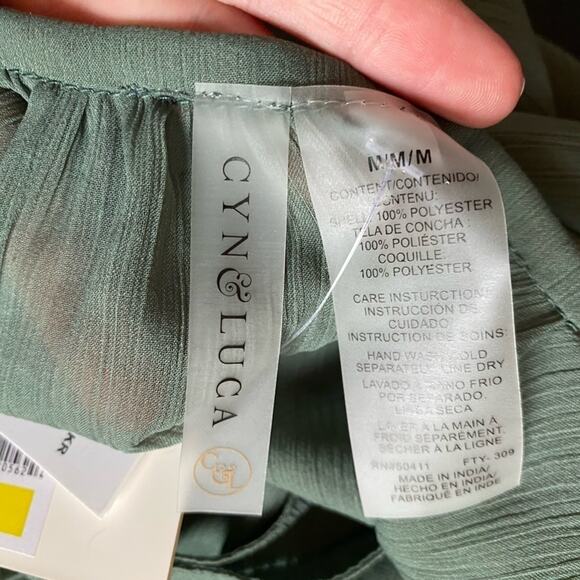 Cyn & Luca NWT Womens M Boho Beach Sheer Green Ruffle Swim Cover Up Dress Resort - Picture 11 of 11